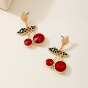 18K Gold-Plated Cherry Drop Earrings – Playful Statement Jewelry with glossy resin cherries and gold settings.