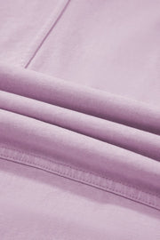 Mineral Wash Reverse Seam Drawstring Elastic Waist fabric detail, showcasing soft and stylish textures in light purple.