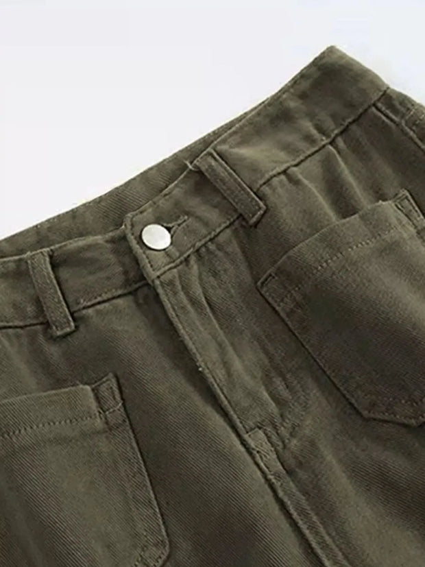 Plus Size Wide Leg Pants with Pockets – Full Length Comfort Fit close-up of fabric, waistband, and pockets.