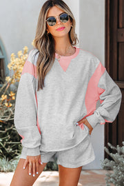 Light Grey Color Casual Shorts Set