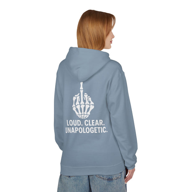 Unisex Midweight Fleece Hoodie - Loud, Clear, Unapologetic Statement Apparel, Casual Wear, Gifts for Him/Her, Hooded Sweatshirt