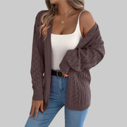 Openwork Knit Open-Front Cardigan – Lightweight Long Sleeve Layering Sweater