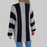 Cozy Color Block Button-Up Cardigan – Long Sleeve Knit Sweater