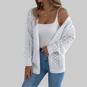 Openwork Knit Open-Front Cardigan – Lightweight Long Sleeve Layering Sweater