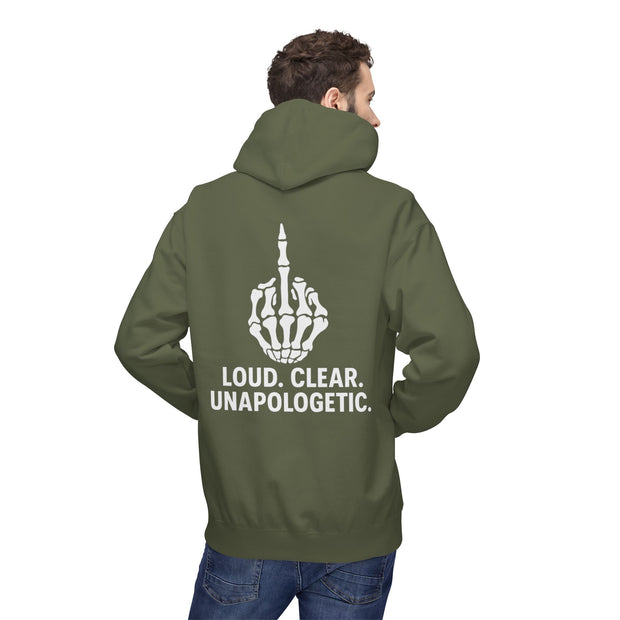 Unisex Midweight Fleece Hoodie - Loud, Clear, Unapologetic Statement Apparel, Casual Wear, Gifts for Him/Her, Hooded Sweatshirt