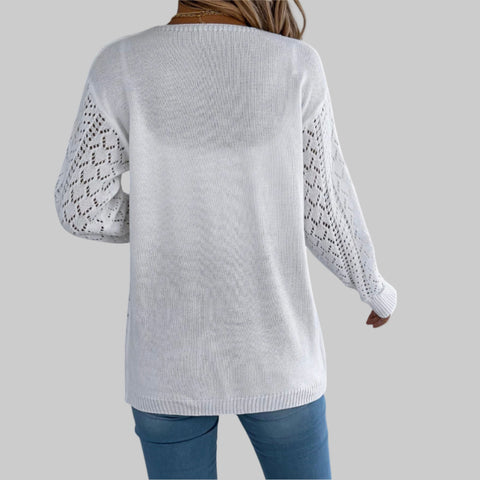 Openwork Knit Open-Front Cardigan – Lightweight Long Sleeve Layering Sweater
