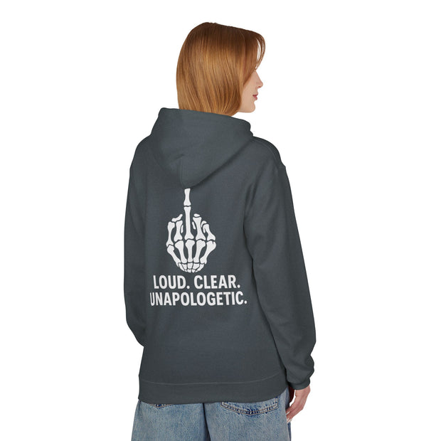 Unisex Midweight Fleece Hoodie - Loud, Clear, Unapologetic Statement Apparel, Casual Wear, Gifts for Him/Her, Hooded Sweatshirt