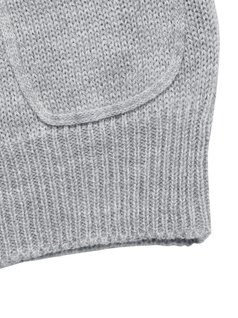 Detail of the Embroidered Flower Bow Sweater with Rhinestone Detail – Round Neck Long Sleeve showing the knit texture and bow.