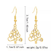 18K Gold Christmas Tree Earrings showcasing a festive tree design adorned with rhinestones, perfect for holiday celebrations.