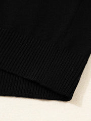Color Block Drop Shoulder Sweater – Crew Neck Knit close-up showing soft knit and ribbed hem detail.
