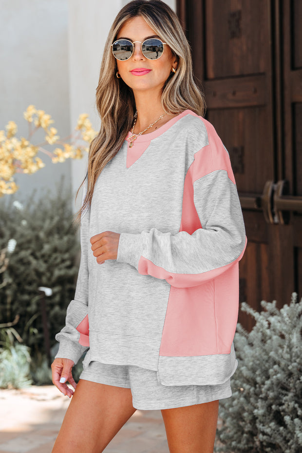 Light Grey Color Casual Shorts Set