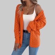Openwork Knit Open-Front Cardigan – Lightweight Long Sleeve Layering Sweater
