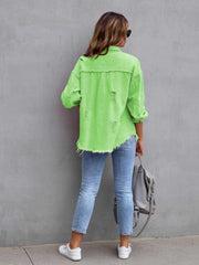 Distressed Fringe Denim Jacket-green-back-view.jpg