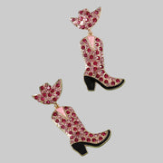 Sparkling Stacked Gift Box Christmas Dangle Earrings featuring red and green details, perfect for festive holiday outfits.