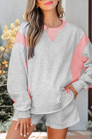 Light Grey Color Casual Shorts Set