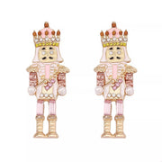 18K Gold Pearl Rhinestone Earrings – Elegant nutcracker design earrings featuring sparkling rhinestones and colorful detailing.