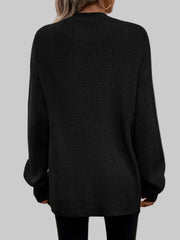 Back view of a woman wearing the Supreme Comfort Open-Front Cardigan in black.