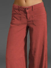Plus Size Wide Leg Pants with Pockets – Full Length Comfort Fit, showcasing a relaxed silhouette in a stylish rust color.
