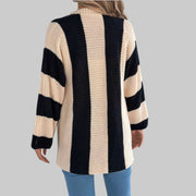 Cozy Color Block Button-Up Cardigan – Long Sleeve Knit Sweater