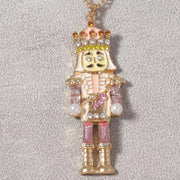 18K Gold Nutcracker Pendant Necklace featuring a colorful rhinestone-encrusted Nutcracker charm.