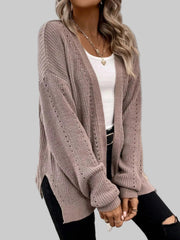 Supreme Comfort Open-Front Cardigan showcased on a model, featuring a relaxed fit and soft knit texture.