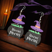 Halloween Hocus Pocus Witch Hat Earrings – Spooky Statement Jewelry featuring playful design and vibrant colors.