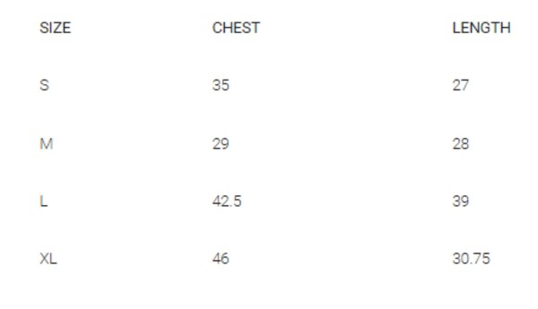 Size chart for Let's Travel Comfort Color LS Tee, detailing chest and length measurements for S, M, L, and XL.