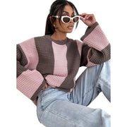 Cozy Color Block Oversized Sweater featuring relaxed fit and stylish color block design, perfect for layering.