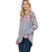 Camouflage Contrast Lightweight Sweater Knit featuring textured camo print contrast for a stylish, relaxed fit.