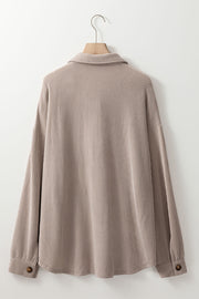 Smoke Gray Corded Drop Shoulder Shacket – Plus Size Oversized Jacket