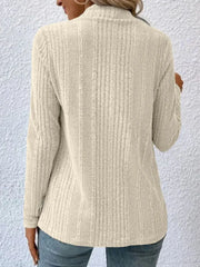 Open Front Long Sleeve Cardigan shown from the back, featuring a textured fabric in a light color, perfect for layering.