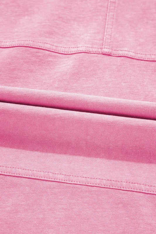 Close-up of the fabric showcasing the texture of the Mineral Wash Reverse Seam Drawstring Elastic Waist pants.