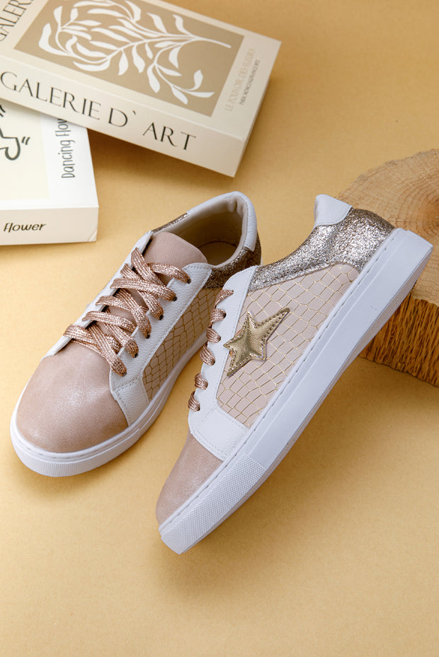 Gold Glitter Star Sneakers PU leather Sneakers