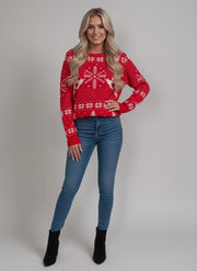 Christmas Reindeer & Snowflake Knit Sweater