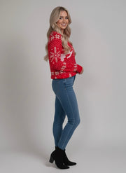 Christmas Reindeer & Snowflake Knit Sweater