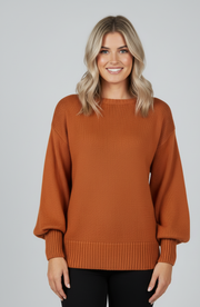 Solid Color Drop Shoulder Knit Sweater with Bow Detail