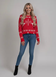 Christmas Reindeer & Snowflake Knit Sweater