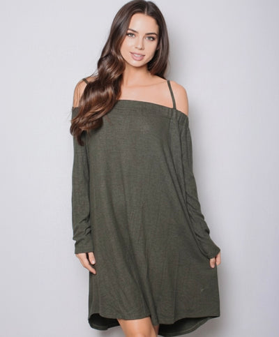 Women’s Cold Shoulder Long Sleeve Mini Dress – Chic & Modern