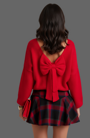 Back Bowknot Long Sleeve Sweater – Feminine & Chic Everyday Knit