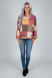 Color Block Round Neck Long Sleeve Top