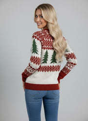 Christmas Tree Knit Round Neck Sweater