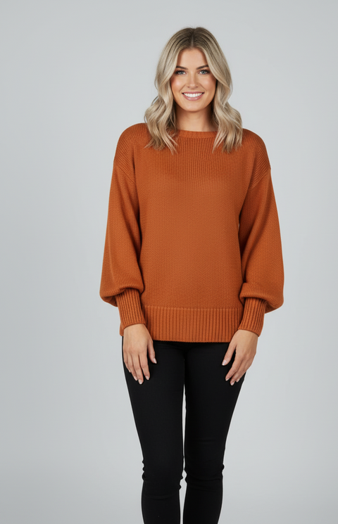 Solid Color Drop Shoulder Knit Sweater with Bow Detail