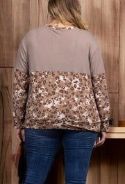 Mocha Rib Knit Animal Print