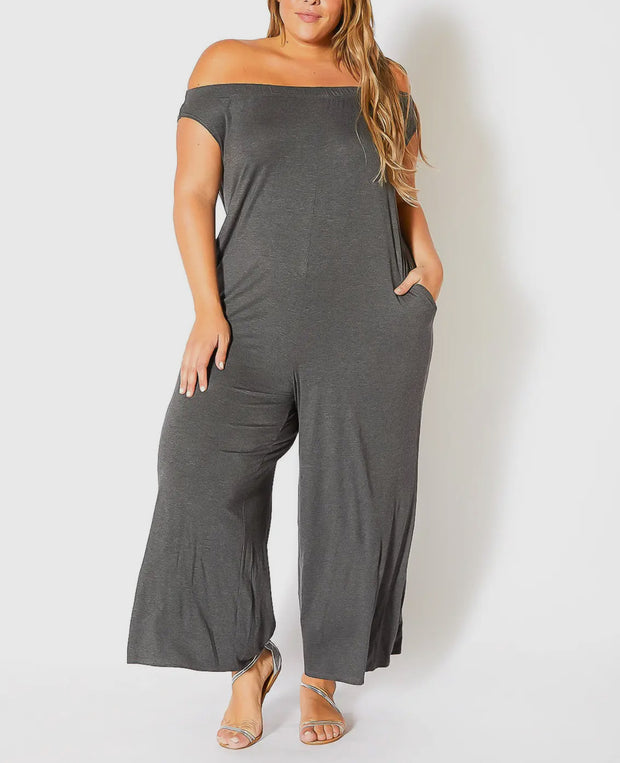 Bellatrix Plus Size off Shoulder wide leg Jumpsuit