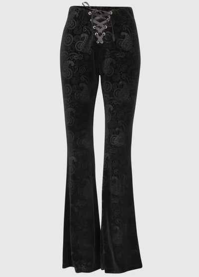 Burnout Velvet Bell Bottoms 70s Palazzo Wide Leg Flare Pants