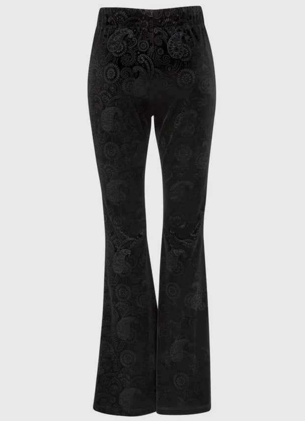 Burnout Velvet Bell Bottoms 70s Palazzo Wide Leg Flare Pants