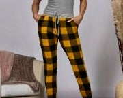 MUSTARD/BLACK PLAID PRINT SOFT FLEECE JOGGER PANTS