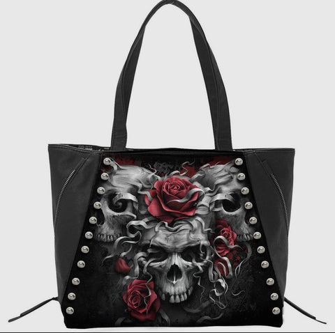 Skulls N' Roses - Tote Bag - Pu Leather Studded