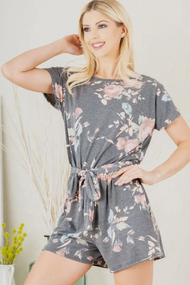 Floral Romper with Belt