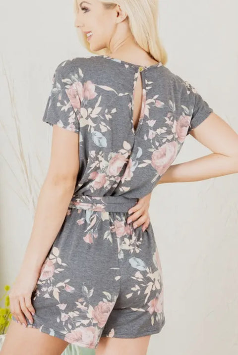 Floral Romper with Belt